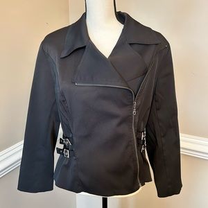 BLACK MOTO JACKET WITH BUCKLES SIZE M
